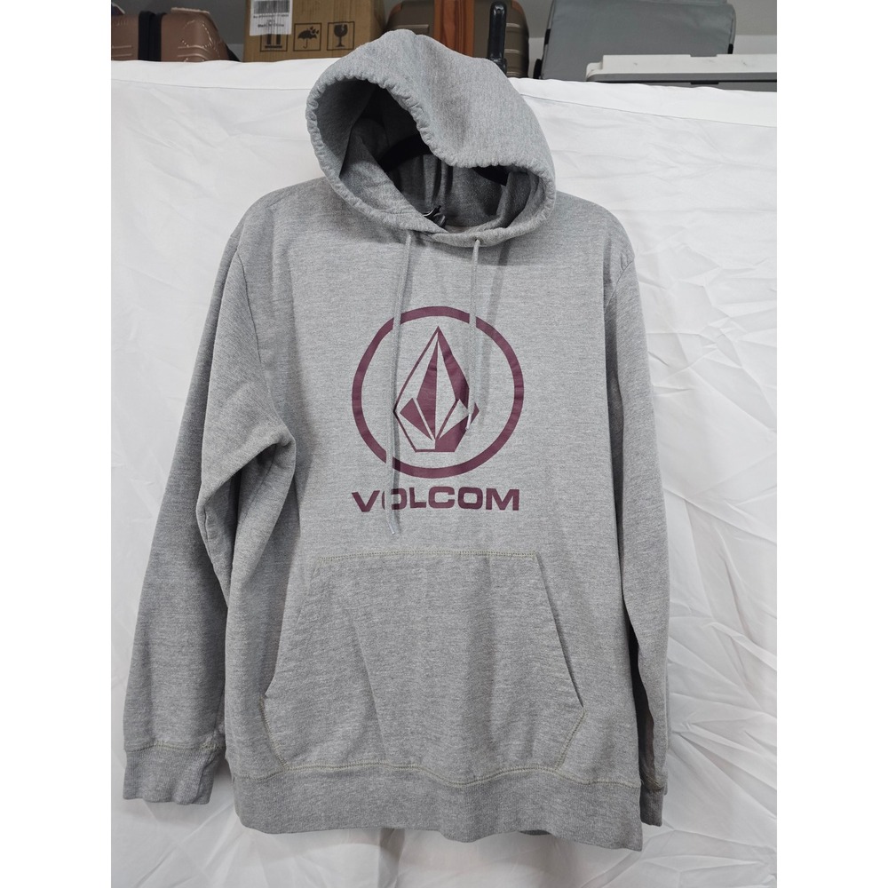 Volcom Gray Graphic Logo Hoodie Sweatshirt Mens XL